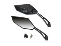 Sporty Modern Styled Race Scooter Mirrors - Mirror set M8 thread in Black