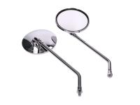 Vintage Scooter Styled Chrome Mirrors - Mirror Set M8 thread chromed round shape for a Classic Scooter Look