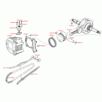 E03 cylinder, piston & crankshaft