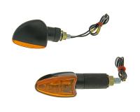 Easy Swap Lights - Motorcycle Moped Scooter Replacement Indicator Light Set M8 thread in Black Edge Orange