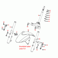 F06 front steering tube, steering bearing & front fork compl.