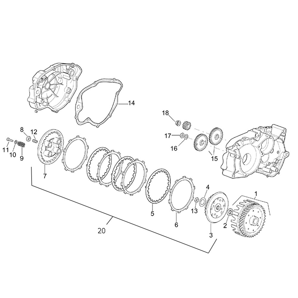 engine - clutch Minarelli AM for Aprilia RS 50 96-98 (AM5 / AM6) [070 / 085 / ZD4MM]