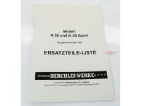 Spare parts list parts catalog chassis for Hercules K50 + K50 Sport edition 1967