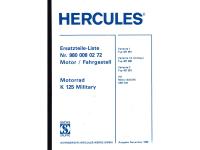 Spare parts list catalog for Hercules K 125 BW Bundeswehr Krad Military