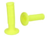 handlebar rubber grip set Domino 1150 off-road half waffle neon yellow