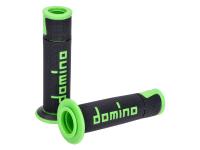 handlebar grip set Domino A450 on-road racing black / green open end grips