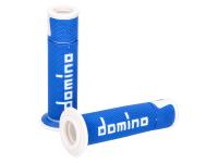 handlebar grip set Domino A450 on-road racing blue / white open end grips