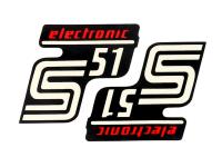 logo foil / sticker S51 Elektronik black-red 2 pieces for Simson S51
