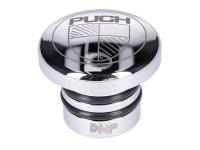 fuel tank cap steel polished w/ Puch logo for Puch Maxi S / N 1-speed Automatic [E50] right-hand rotation