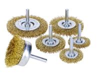 steel wire round and cup brushes Silverline, brass-plated, 6-piece set