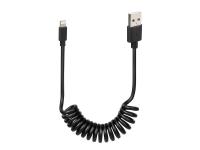 USB spiral cable / charging cable type USB-A to Lightning 100cm black