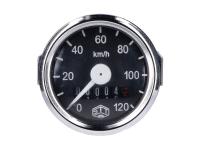 speedometer Schmitt 120km/h round shape 48mm for Simson, MZ GS, Puch Maxi, Hercules moped