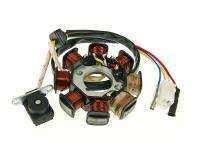 50cc 4-stroke QMB139 Alternator Stator Assembly version 1 - with 2 Insulated coils 4 Wire, 2 Pin, for 50cc Scooters