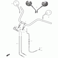 FIG42 handlebar, mirrors, bowden cables