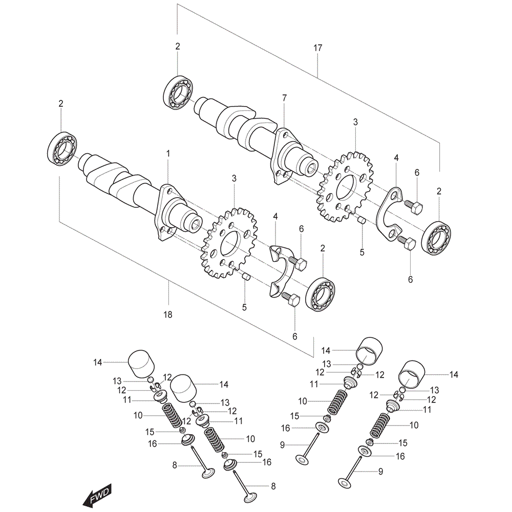 08v camshaft / valve system front