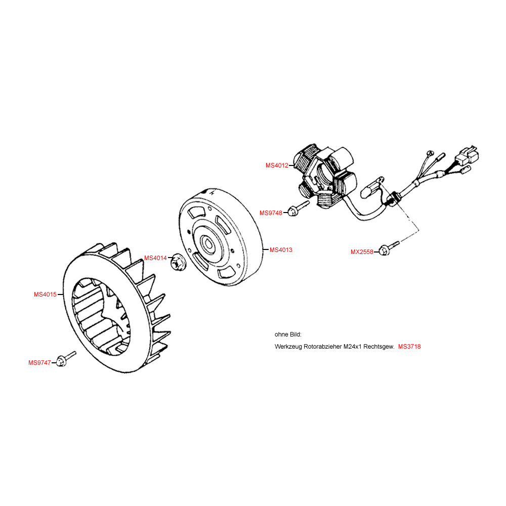 E03 electric stator and fan