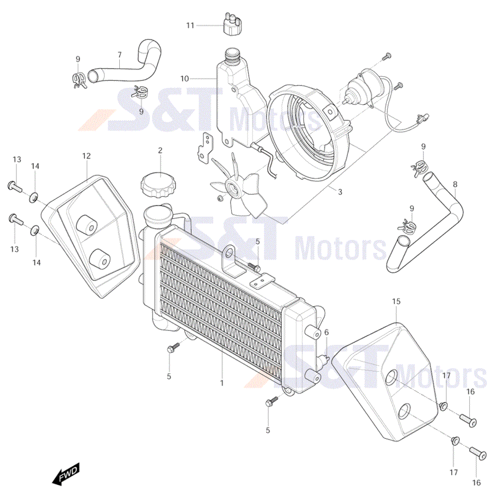 F13 radiator, ventilator, expansion tank