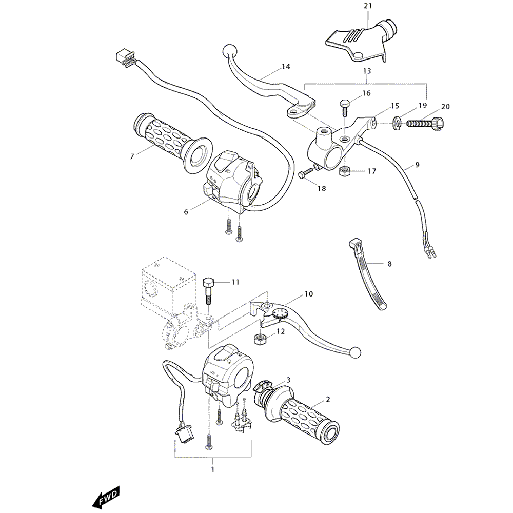 FIG39 grips, levers, controls, fittings / mountings