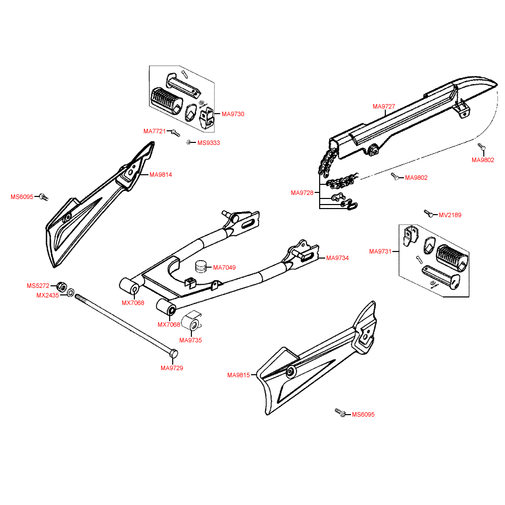 F16 rear wheel swing arm & pedals