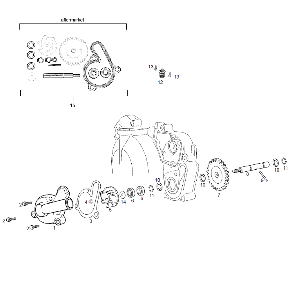 engine - water pump D50B0 for Aprilia RX 50 11-13 (D50B) [ZD4PVG01/ H01/ L01/ M01/ SWA]