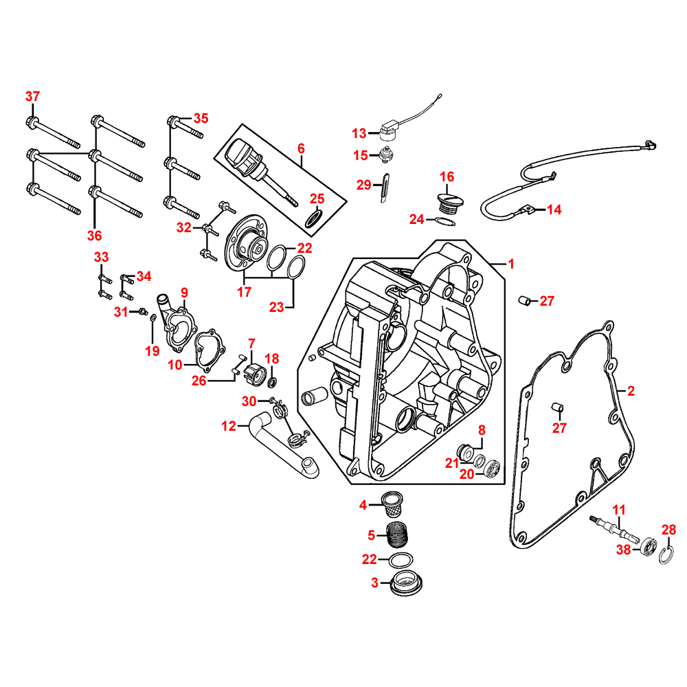 E04 crankcase cover right-hand